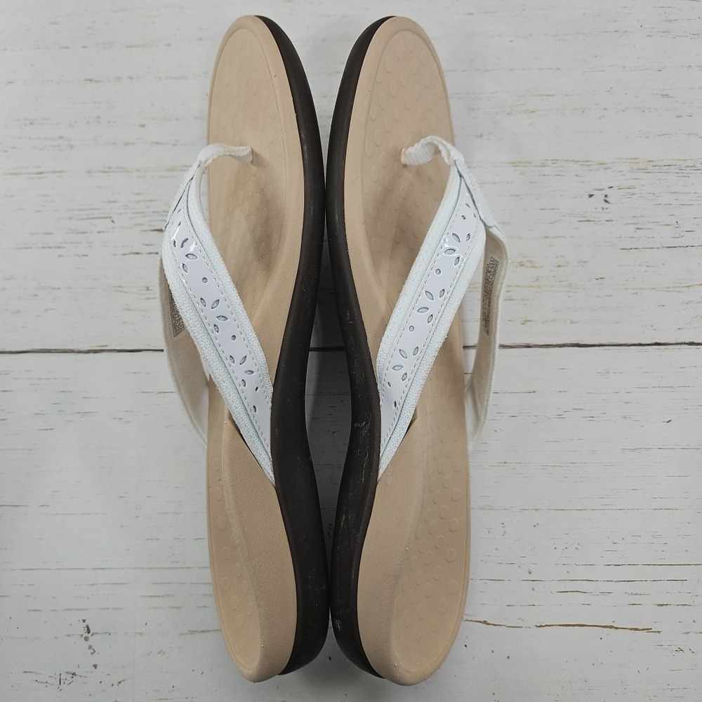 Vionic Casandra Womens 11‎ White Leather Flip Flop Thong Toe Post Casual Sandals - Picture 8 of 10